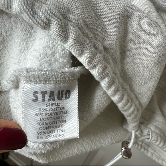 Staud Alys colorblock cotton-blend half-zip sweatshirt Heather Grey Size Medium - Picture 13 of 16